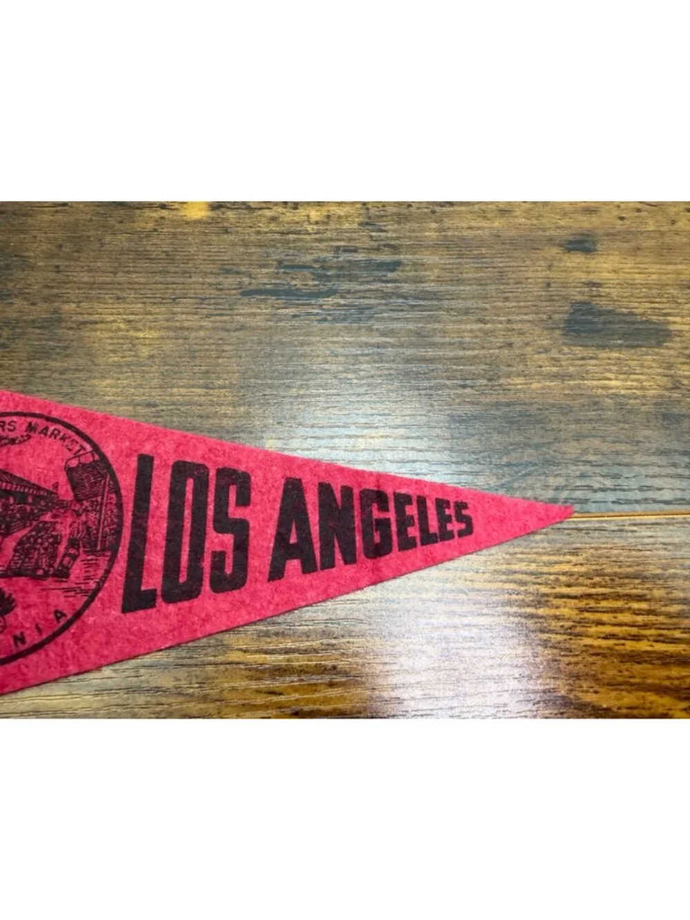 Vintage Los Angeles Farmers Market Felt mini Pennant Souvenir  8 inches